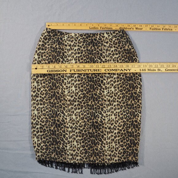 Allison Tayor Skirt Women 6 Silk Leopard Print Beaded Fringe Coquette Maximalist - Picture 4 of 9